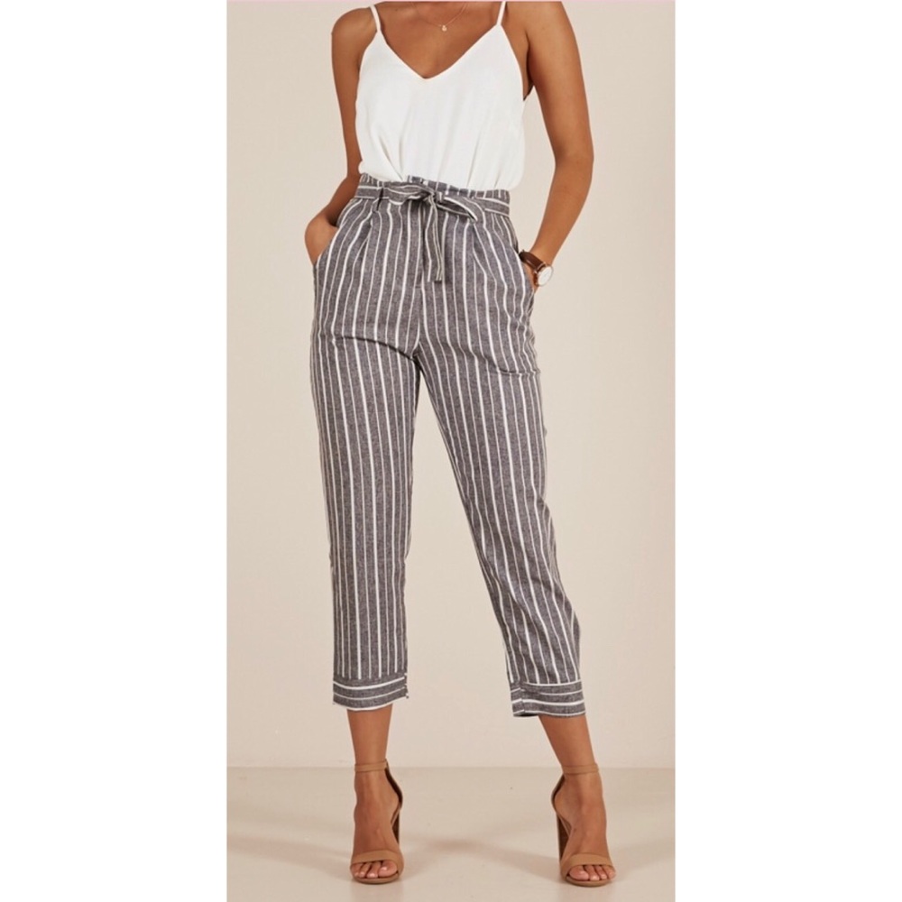 Grey Striped Work Pants